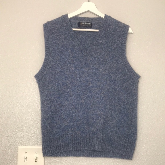 Wool Blend V Neck Sweater Vest Size Medium Blue Multicolor - Picture 4 of 12